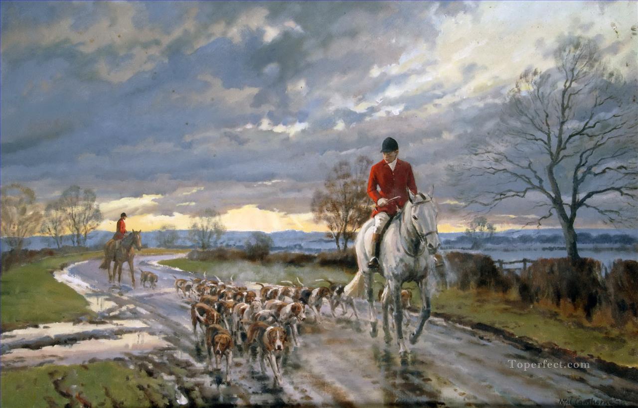 hunters and dogs on the way Oil Paintings